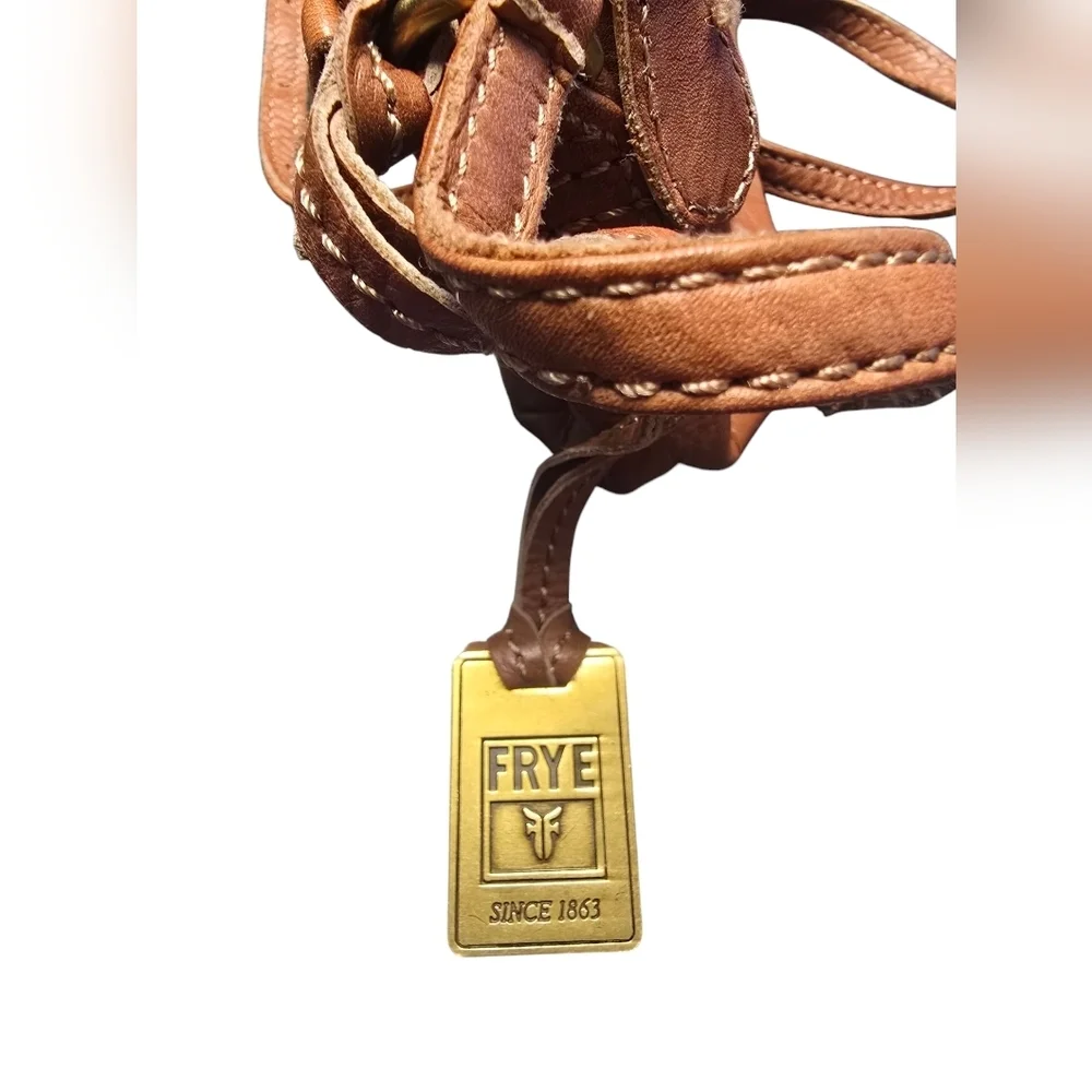 FRYE Leather Crossbody Distressed Brown Bag - Picture 3 of 12